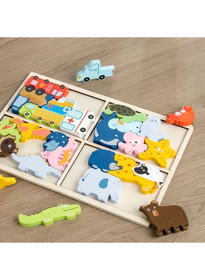 4 In 1 Wooden Cognitive Puzzle For Hand Eye Coordination And Focus Training - Image 3